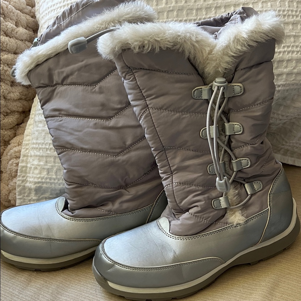 Lands' End Women's Winter Boots - Gray and Cream